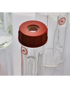 Kinematica Clover Leaf Shaped Borosilicate Vessel with Screw Cap w/Sealed Lead, GS 15KL08 New, Hole 8 mm, Capacity 35 mL