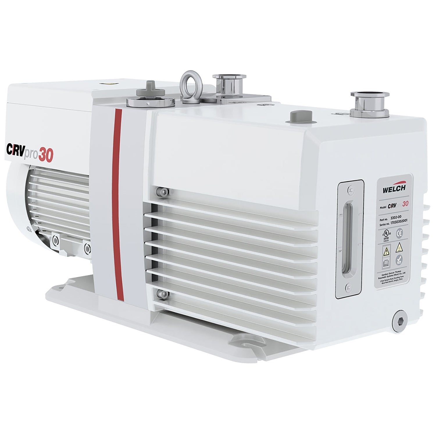 WELCH CRVpro 30, 220-240V, 60Hz, 1Ph,NW25 w/5/8" to 3/4" ID Hose Barb. UK, Schuko and US plugs, 22.1 CFM