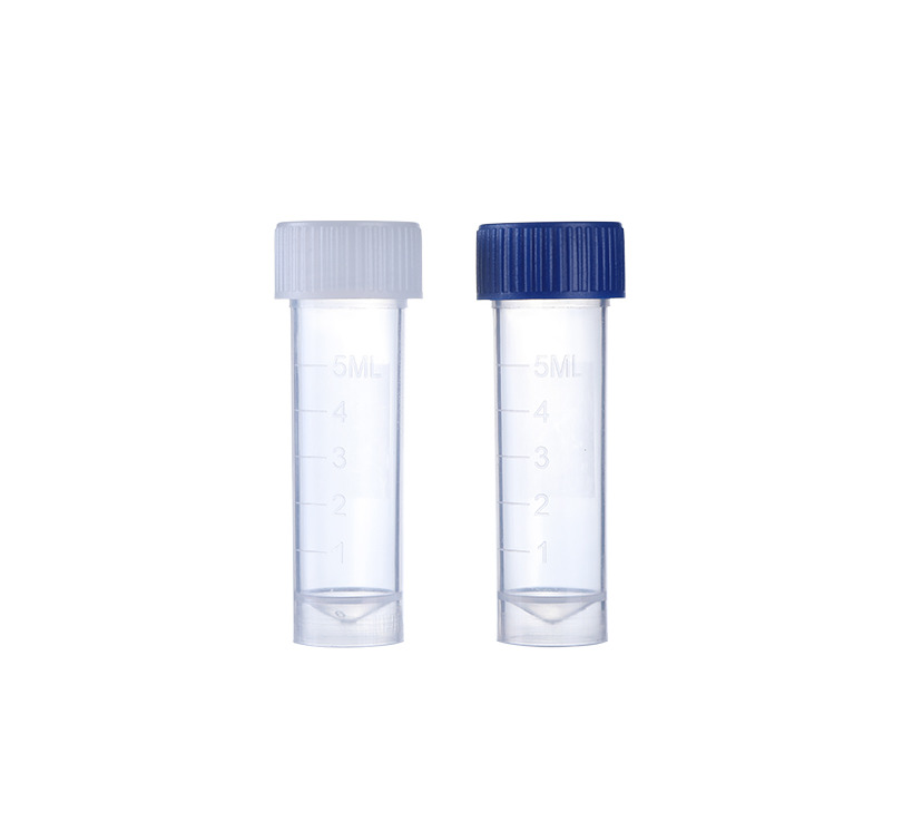 10mL Graduated Transport Tube with Blue Seal Screw Cap. Pre-assembled. Conical Bottom. Self Standing. Non-Sterile 100 pcs/bag. 10bags/carton