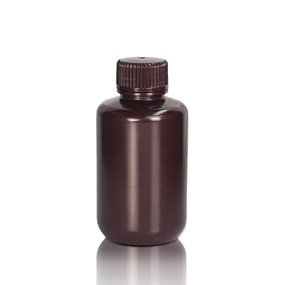 125mL PP Reagent Bottle and Cap. Narrow Mouth. Amber. Non-Sterile 25 pieces/bag. 10bags/carton
